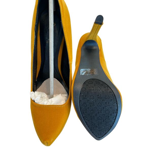 Qupid Marquise06 Velvet Platform Stiletto Pumps High Heel SZ 6.5 Brown Mustard - Picture 7 of 11